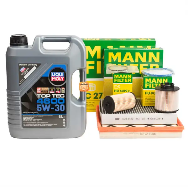 Periyodik Bakım Seti 1.6 Dizel Astra J ( Liqui Moly 4600 5w30 5 lt + Mann Filtre Seti )