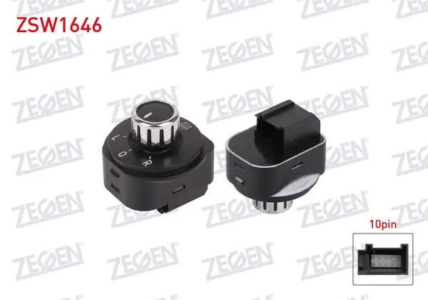 ZEGEN ZSW1646 | Ayna Ayar Düğmesi Rezistanslı Krom 10 Pin Volkswagen Polo 2010 2013