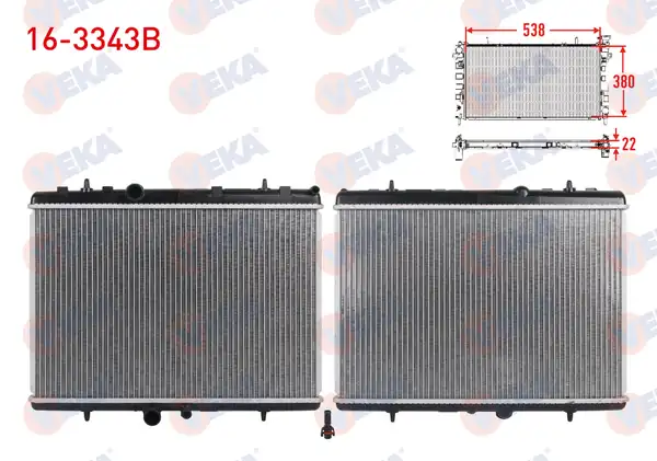 VEKA 16-3343B | Su Radyatörü Brazing Peugeot 307 2 0i A T M T 2 0 Hdi M T 2000 2007 Citroen Xsara 2 0 Hdi M T 1999