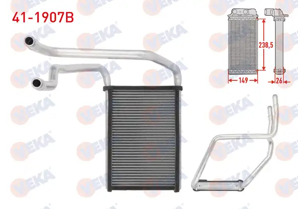 VEKA 41-1907B | Kalorifer Radyatörü Brazing 5 5mm Fin Ford Transit Custom V362 2 2 TDCI 2012