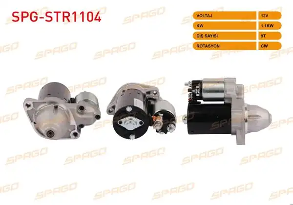 SPAGO SPG-STR1104 | Marş Motoru 12V 1.1Kw 9 Dıs Cw (Str6421) C (W203 W204) 02-14-E (W211 W212) 02-16 (Benzinli Araclar İçin)