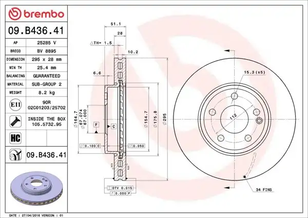 BREMBO 09B43641 *2 | Fren Diski Ön X117 15 > 19 C117 13 > 19 W176 12 > 18 W246 13 > 18 X156 13 > | 2 Adet