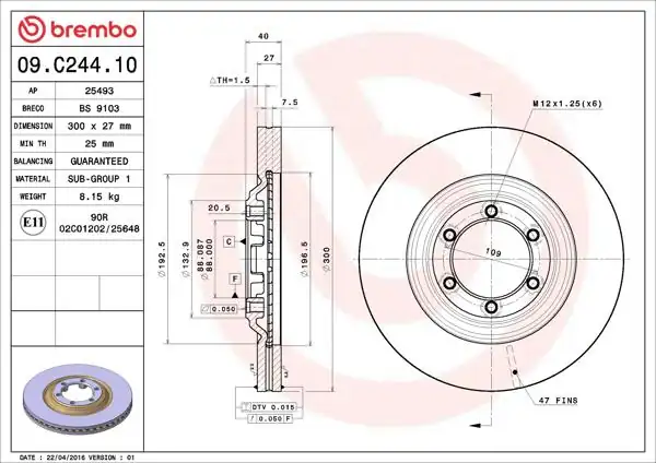 BREMBO 09.C244.10 | Fren Diski Ön Standard Isuzu | 2 Adet