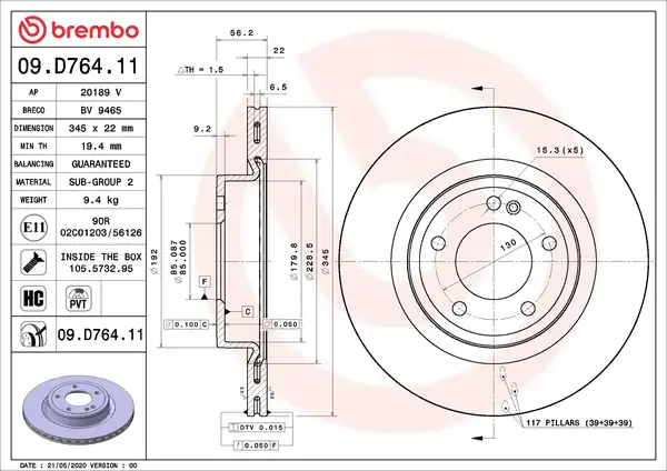 BREMBO 09D76411 | Fren Diski Arka Mercedes G Class W463 18