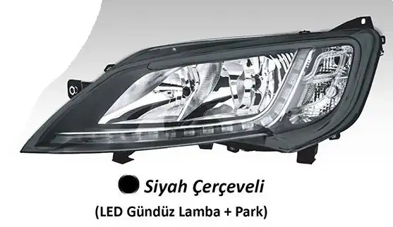 AYFAR 505221 | Far Sol Motorlu Ballast Led Fiat Ducato Maxi Citroen Jumper Peugeot Boxer 14 Siyah Çerçeveli