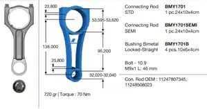 BMY 1701 | Piston Kolu Bmw N47 B47 E60 E90 E87 F20 F01 G30 E84 E83 E70 E71 F48 F15