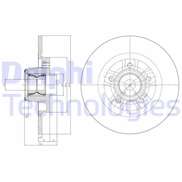DELPHI BG9113RSC | Fren Diski Arka Mercedes Cıtan W415 13 21 Renault Kangoo II 08 274x11x5dl Rulmanlı