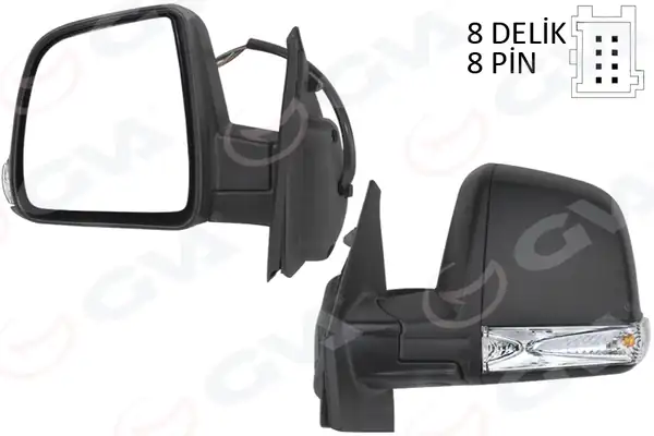 GVA 1029113 | Dış Dikiz Aynası Elektrikli Sol Doblo III 2011 Md Sinyalli Katlanır Power Flok Desenli 8 Fiş