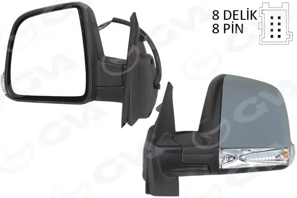 GVA 1029115 | Dış Dikiz Aynası Elektrikli Sol Doblo III 2011 Md Sinyalli Katlanır Power Flok Astarlı 8 Fiş