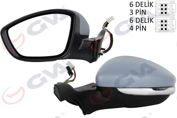 GVA 1043286 | Dış Dikiz Aynası Sol P2008 P208 13 Elektrikli Isıtmalı Sinyalli Astarlı Konveks Vm 509ehpl