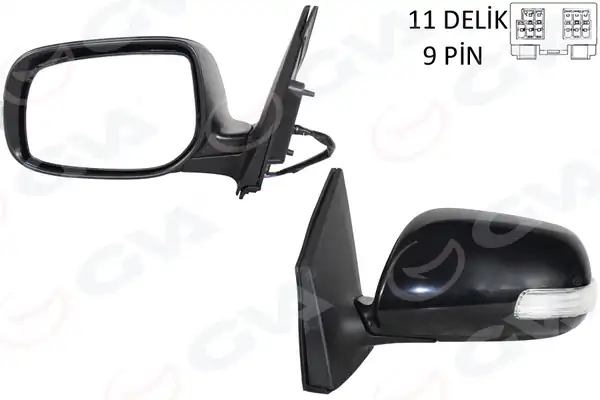 GVA 1071147 | Dış Dikiz Aynası Sol Toyota Corolla 08 10 Corolla Led 10 12 Elektrikli Katlanabılır Isıtmalı Lamba li Siyah Kapaklı Konveks