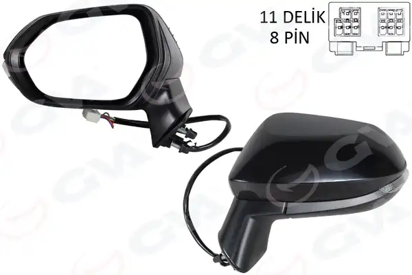 GVA 1071151 | Dış Dikiz Aynası Sol Toyota Corolla 19 Elektrikli Isıtmalı Katlanabılır Lambalı Siyah Kapaklı Konv Eks