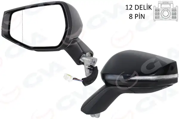 GVA 1091145 | Dış Dikiz Aynası Sol Elektrikli Katlanır Isıtmalı Sinyalli Kör Noktalı Siyah Kapak 8 Pin Kia Spor Tage 23