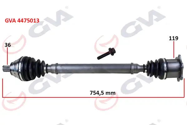 GVA 4475013 | Komple Aks Sağ Caddy Golf5 Jetta Passat 1 9 2 0 TDI 03 09 754 5mm