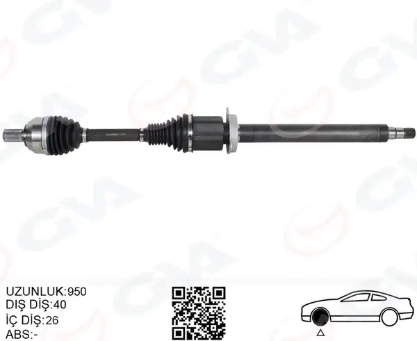 GVA 4499000 | Ön Aks Komple Sağ Volvo S60 II 15 V60 İ 15 V70 III 15 D2 T3 T4 Otom. Şanzıman 8 Vites