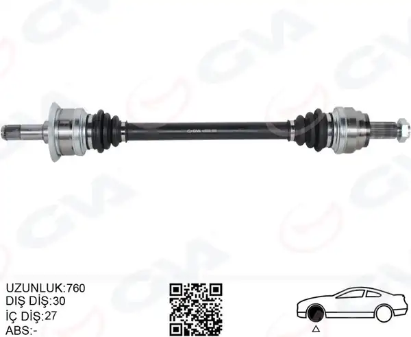GVA 4499202 | Komple Aks Arka Sol Bmw N20 F10 F12 F13 F06 760mm Dış 30 Diferansiyel Dış 27