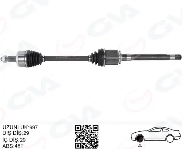 GVA 4499214 | Komple Aks Ön Sağ Discovery 3 L319 Discovery 4 L319 R R Sport İ L320 997mm