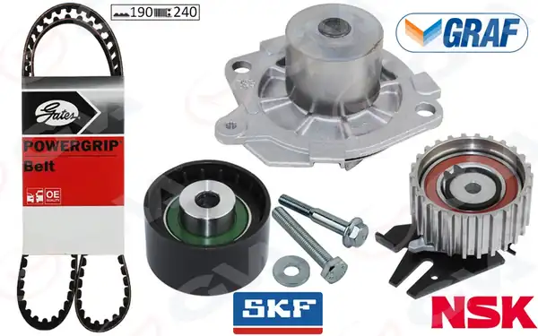 GVA 59WPK2530G | Devirdaimli Eksantrik Gergi Kiti 190x240 Bravo 96 Doblo 01 Marea 99 02 Idea 04 1 9 JTD Ktb317