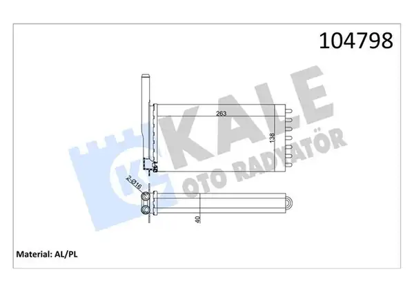 Kale Radyatör 0285852al Kalorifer Radyatörü Ford Escort Orıon III 90 99 Alüminyum Borulu