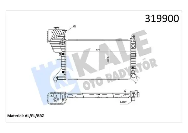 KALE 0915011AB | Su Radyatörü Al Brz Mercedes Benz Sprinter 214 208d 314 308 414 95 06 Nac M-T