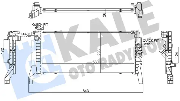KALE 363910 | Motor Su Radyatörü Bmw F40 F44 F48 F39 F46 X1 X2 B37 B47 14 19