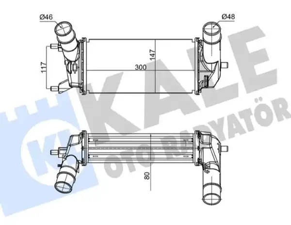 KALE 375955 | Turbo Radyatörü Ford Ecosport 18 Fiesta VII 17 1 0 Ecoboost A-T Brazing 300x147x80