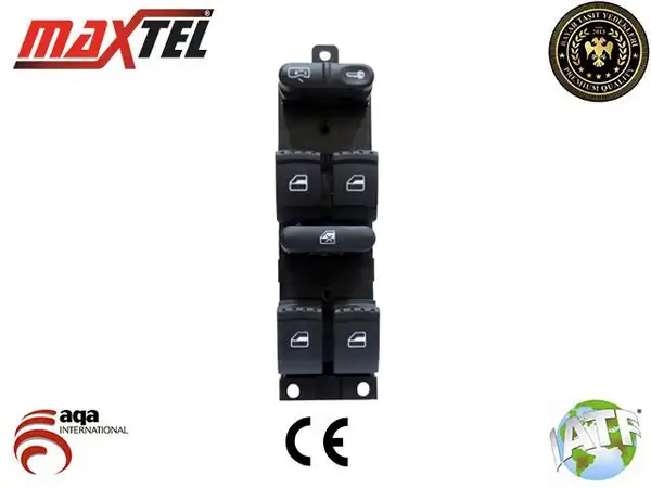 MAXTEL 18206001 | Cam Açma Kapama Anahtarı Sürücü Tarafı Dörtlü Golf IV Bora Passat B5 96 06