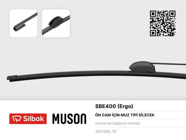 SİLBAK SBE400 | Silecek Süpürgesi Muz Tipi 400mm Universal Kancalı Ergonomik