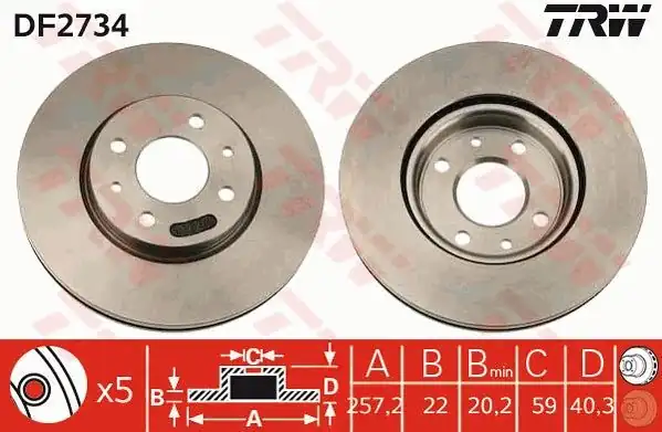 TRW DF98006S | Disk On 08 > Fiorino-Bipper-Nemo-Linea 1.6Mjt 06 > Doblo (Kutu:Tek-Fıyat:Takım) | 2 Adet