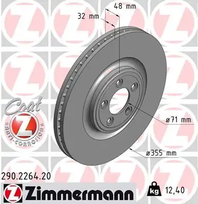 Zimmermann 290 2264 20 Fren Diski Ön Jaguar Xj X351 Xj X350 X358 Xf İ X250 S Type II X200 F Type X152