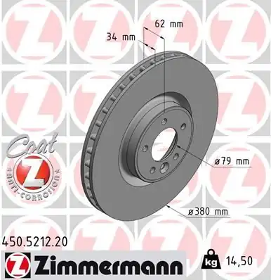 Zimmermann 450 5212 20 Fren Diski Ön Land Rover Range Rover L405 L320 L494