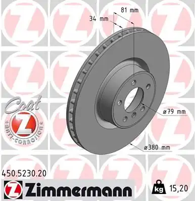 Zimmermann 450 5230 20 Fren Diski Ön Land Rover Range Rover III L322