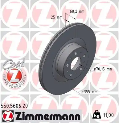 Zimmermann 550 5606 20 Fren Disk Tesla Model Y 5yjy Ev 19 1 Adet
