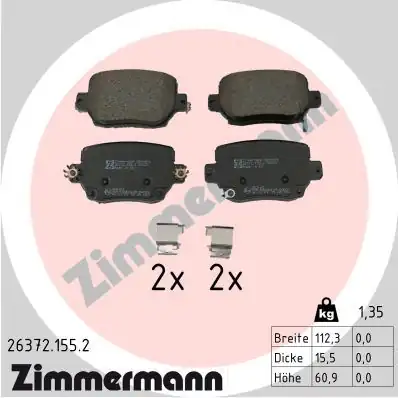 Zimmermann 26372 155 2 Fren Baltasi Arka Tesla Model 3 Model Y 2019