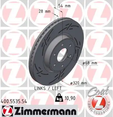 Zimmermann 400 5535 54 Nissan Navara 21 Performans Çizgili Desenli Ön Fren Diski Kaplamalı 3206 2 Adet