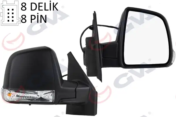 GVA 1029175 | Dış Dikiz Aynası Sağ Doblo 11 Elektrikli Sinyalli Siyah Kapaklı Tek Cam Konveks 8 Fiş Vm 668ehr