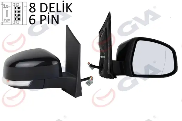 GVA 1035180 | Dış Dikiz Aynası Sağ Ford Focus 08 Elektrikli Isıtmalı Sinyalli Siyah Asferık 6 Fiş Vm 6304ehar