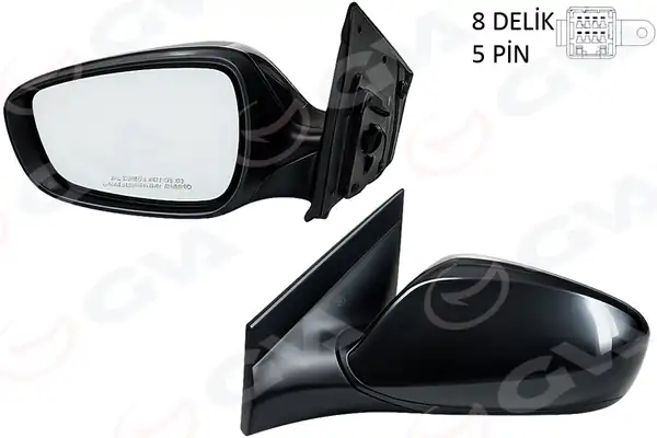 GVA 1091135 | Dış Dikiz Aynası Sol Blue 12 Elektrikli Isıtmalı Siyah Kapak Düz Cam 5 Fiş Vm 6451el
