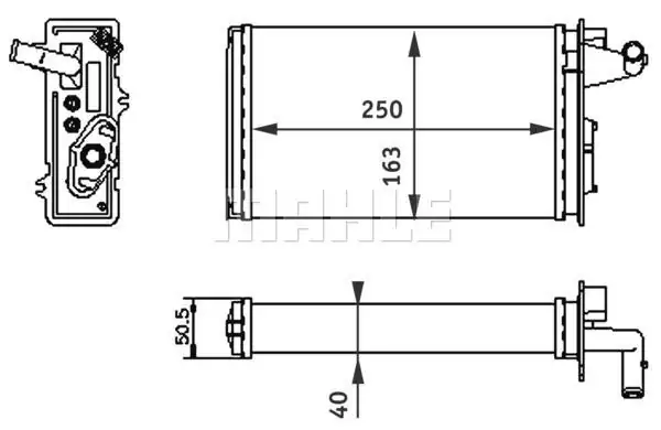 MAHLE AH141000S | Kalorifer Radyatörü Fiat Tempra 95 01 Tipo 95 01 Alfa Romeo 145 95 01 146 94 01 155 92 97 250x163x40 Musluklu