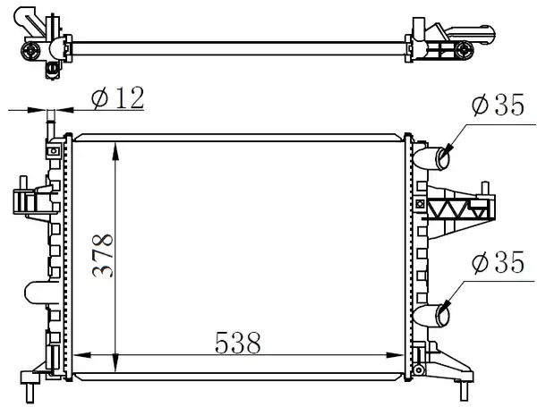 ORIS MOP111023 | Radyatör Corsa C Combo Tigra 1 0 1 2 1 2 16v 1 4 1 4 16v Ac Klimasız Mek. 545x359x23 1300236 9201955 25555161 24445162