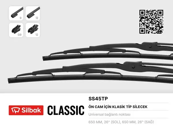 SİLBAK SS45TP | Silecek Süpürgesi Twin 650 mm Volvo Fh 2 3 Ford Cargo Mercedes Actros Scania Man 2 Adet