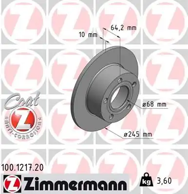 Zimmermann 100 1217 20 Arka Fren Aynası Passat 96 05 Audi100 90 94 A6 1 8t 1 9 TDI 94 05 Superb 02 08 245x10x5dl 986478132 986479b22 Df2651 2 Adet