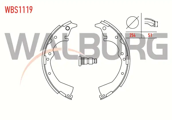 WALBURG WBS1119 | Fren Pabuç Balata Arka 254x51mm Toyota Hi Lux Pick Up 2 5 D 4d 4x2 2005 2011 Toyota Hilux _n_ 2 5 D 1983 2005
