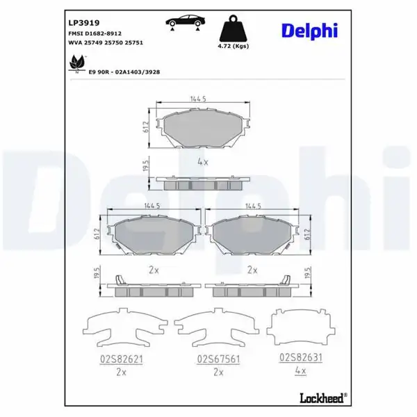 DELPHI LP3919 | Fren Balatası Ön Mitsubishi Fuso Canter 12 Euro5 Temsa Prestij 12 Euro5