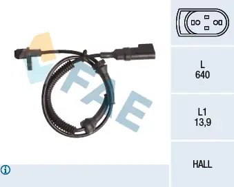 FAE 78145 | Arka ABS Sensörü Sağ Sol Connect 1 8 TDCI 02 13 Boy 555mm