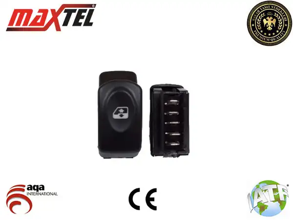 MAXTEL 182-04-099 | Cam Kaldırma Anahtarı Ön Sol 5 Pin Tekli Siyah Renault Clio İ 90 98 Kangoo İ 98 07 Megane İ 96 03