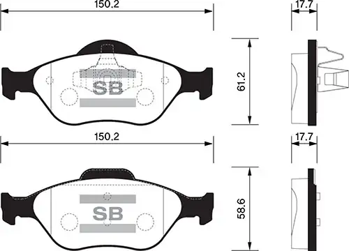 HI-Q SP1565 | Ön Balata Fiesta 1 4 TDCI ABS li 00 Fusion 02 Mazda 121 96 Mazda 2 03
