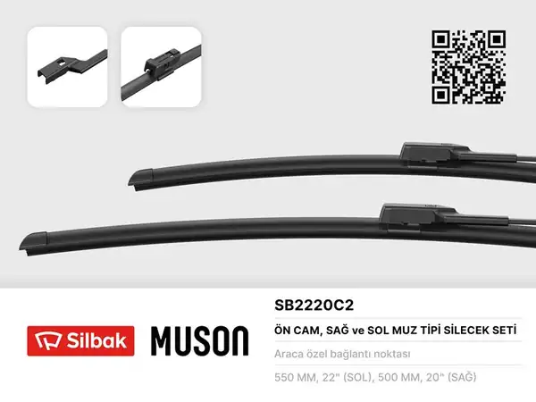 SİLBAK SB2220C2 | Ön Cam Silecek Süpürgesi Sol 550 mm Sağ 500 mm Mini Bmw Clubman 09 2015 Takım