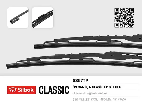 SİLBAK SS57TP | Silecek Süpürgesi 530 480mm Alfa 155 166 Audi A3 10 96 05 03 Civic 01 06 Mazda 323 97 03
