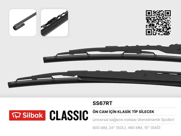 SİLBAK SS67RT | Silecek Süpürgesi 600 380mm Rüzgarlıklı Euro Civic 04 01 12 06